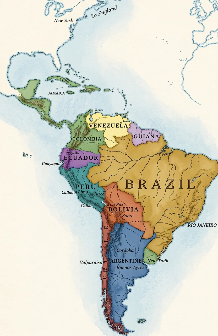 MAP OF SOUTH AMERICA
The Inca Indians are scattered in Ecuador, Peru,
and Bolivia