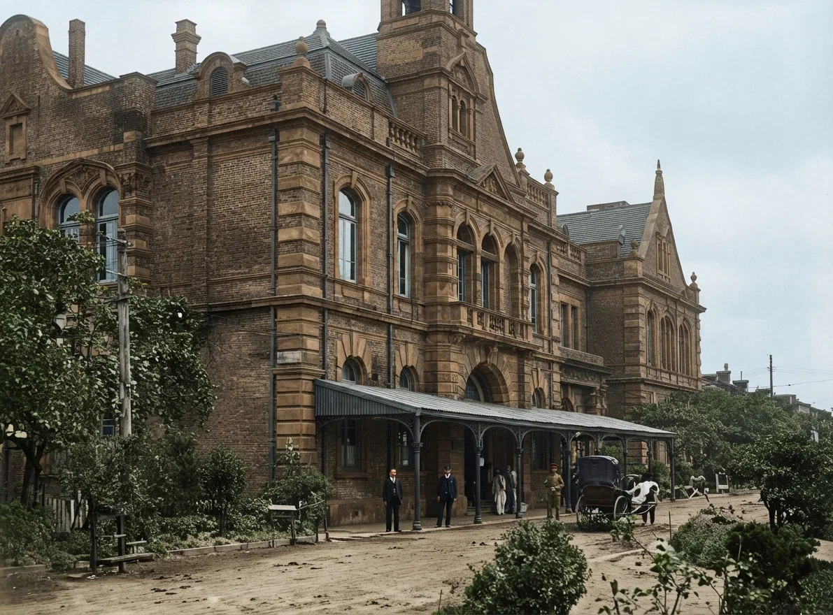 The town hall on Nanking Road in the British concession, Shanghai, where the Wu Ting Fang and Tang Shao Yi Conference was held