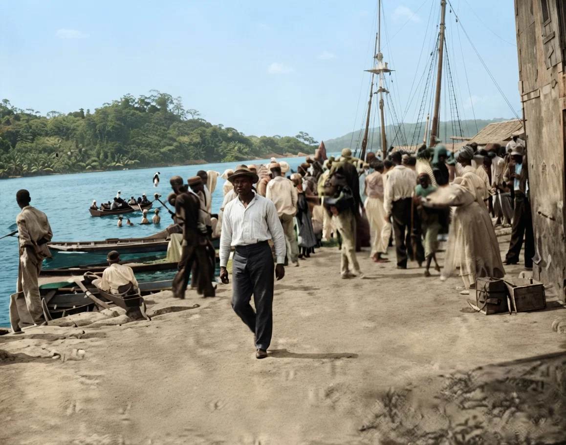 A Wharf Scene in St. George, Grenada.