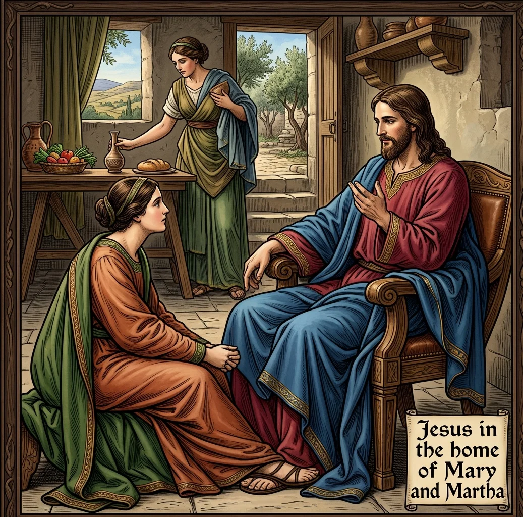 Jesus in the house of Mary and Martha