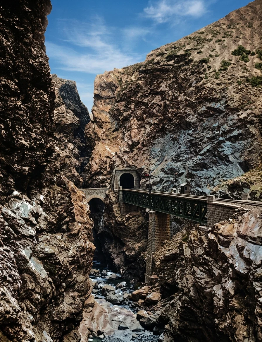 A RAILROAD-BRIDGE IN THE HEART OF THE ANDES