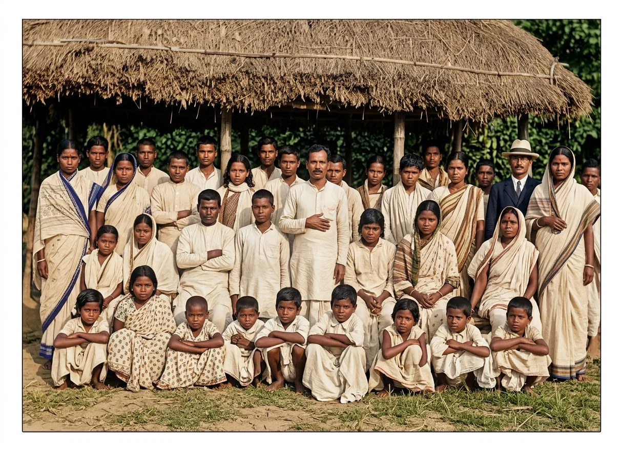Our Santali boarding-school, west Bengal. Converts from devil-worship are teachers in this school.