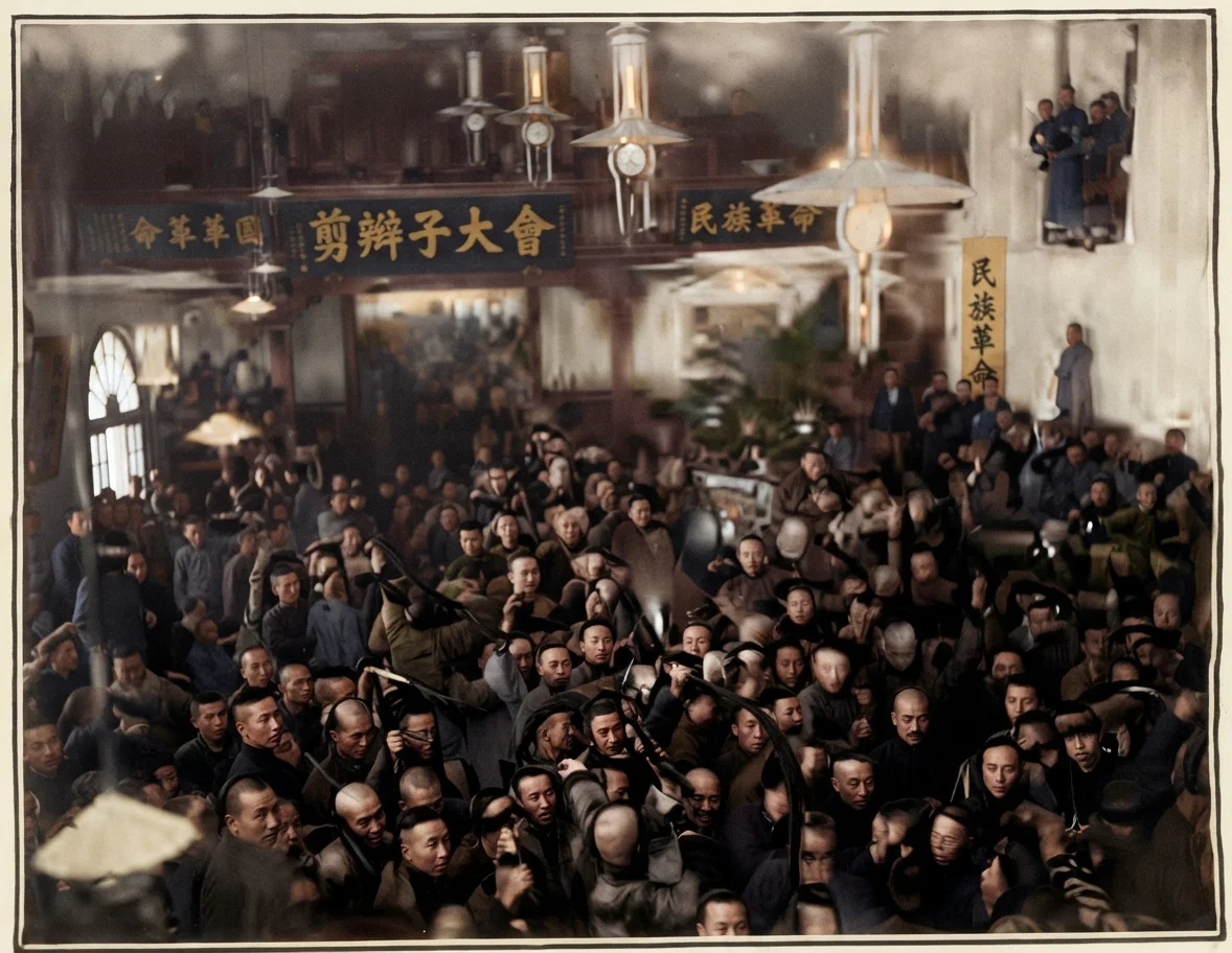 Showing the crowd inside the hall at the cue cutting in Shanghai