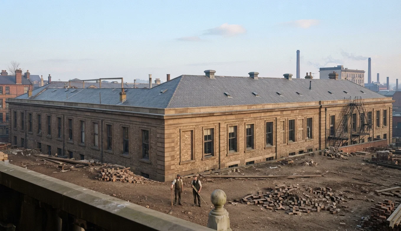 Press Building, Nov. 8, 1906, looking northeast, from boarding-house balcony.