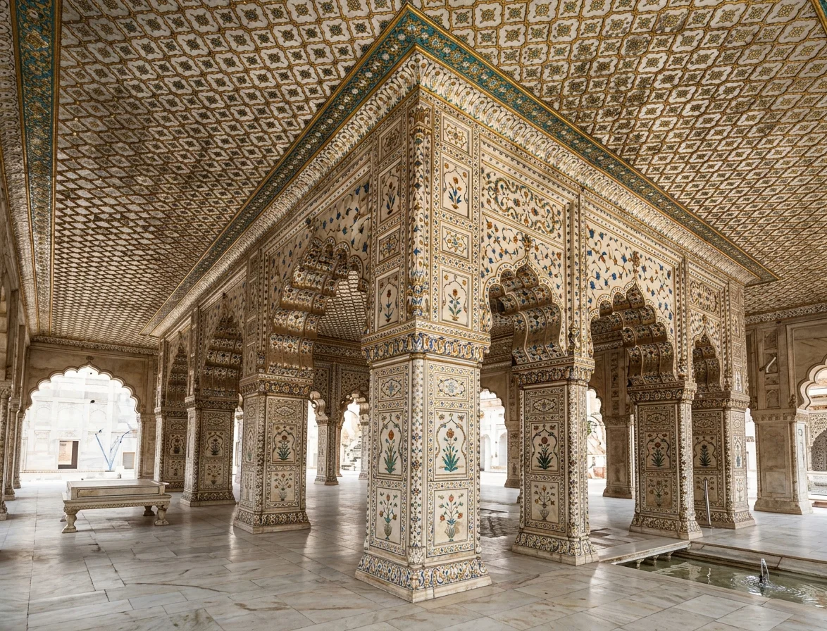 INTERIOR VIEW OF “PRIVATE HALL OF AUDIENCE,” DELHI, INDIA