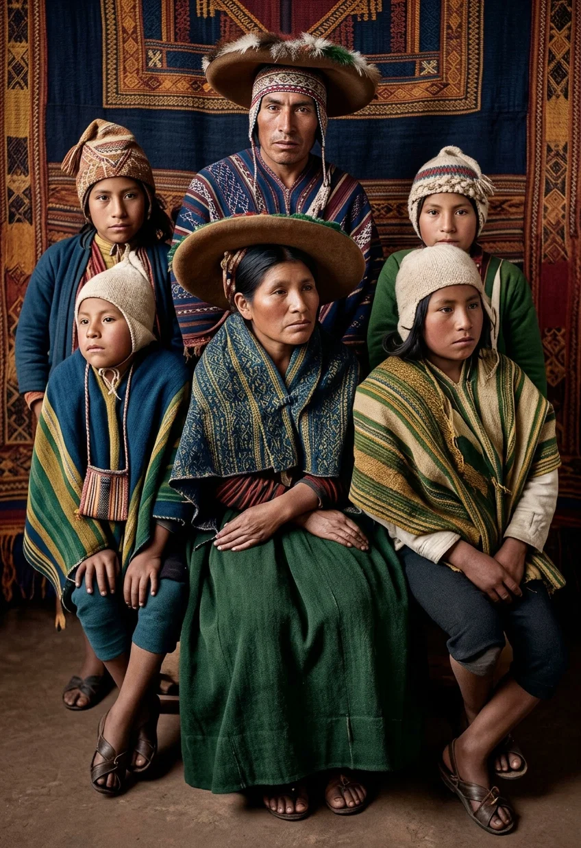A GROUP OF INCA INDIAN CHILDREN AND YOUNG PEOPLE OF PERU