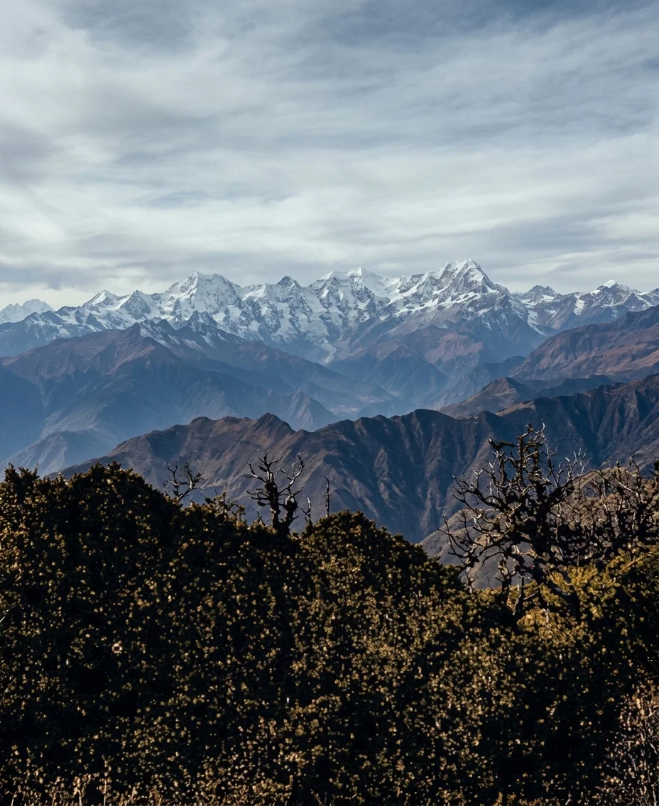 Reproduced from the Bible in the World
SNOW RANGE IN ANTERIOR TIBET, 23,000 FEET HIGH