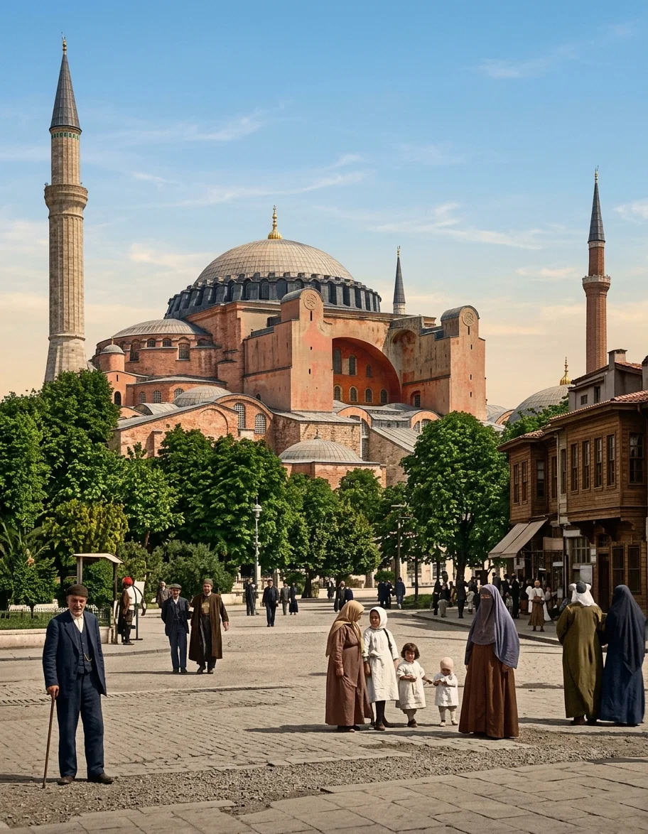 THE FAMOUS ST. SOPHIA MOSQUE IN CONSTANTINOPLE