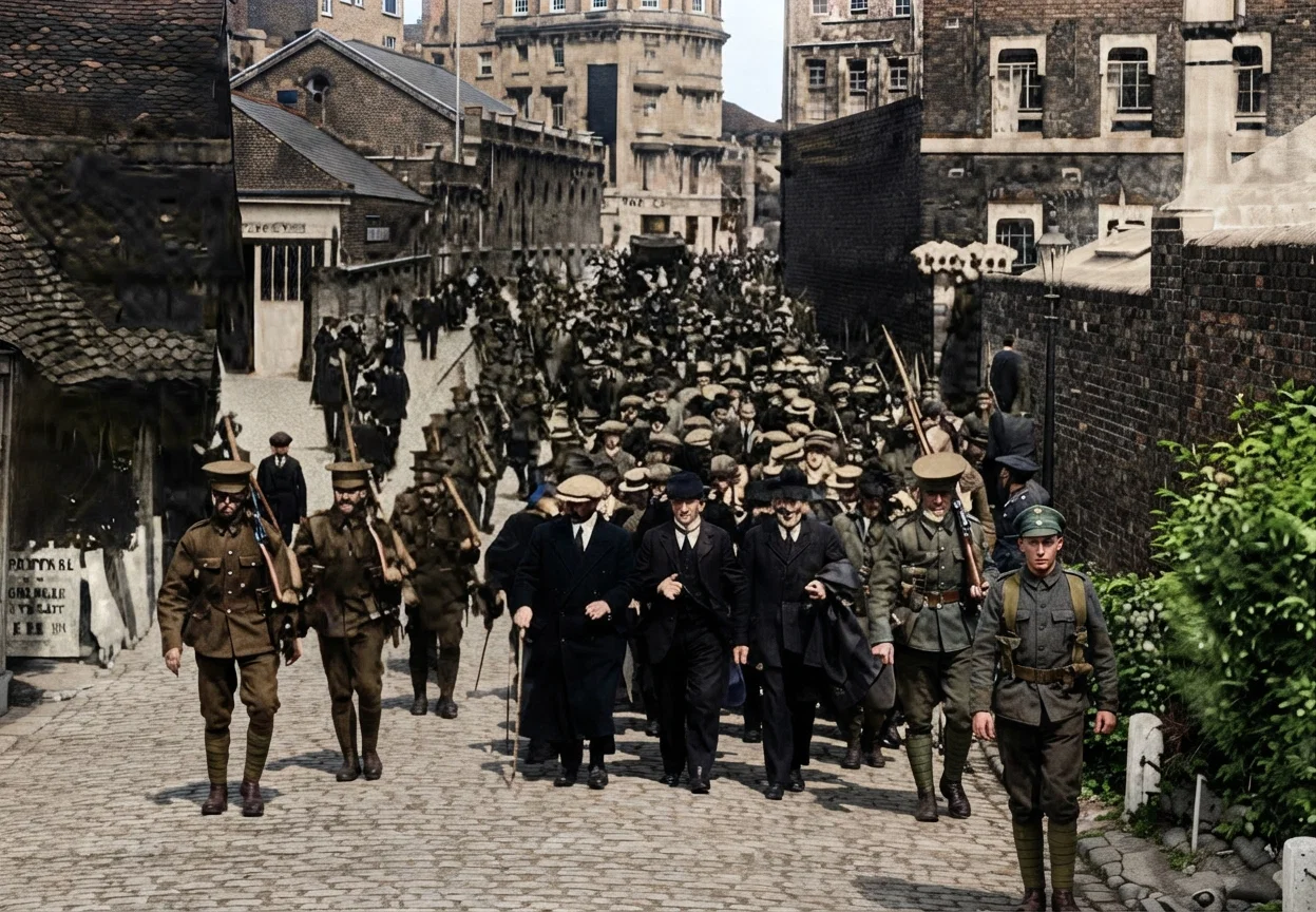 GERMAN RESERVISTS MADE PRISONERS IN ENGLAND Photo by Paul Thompson