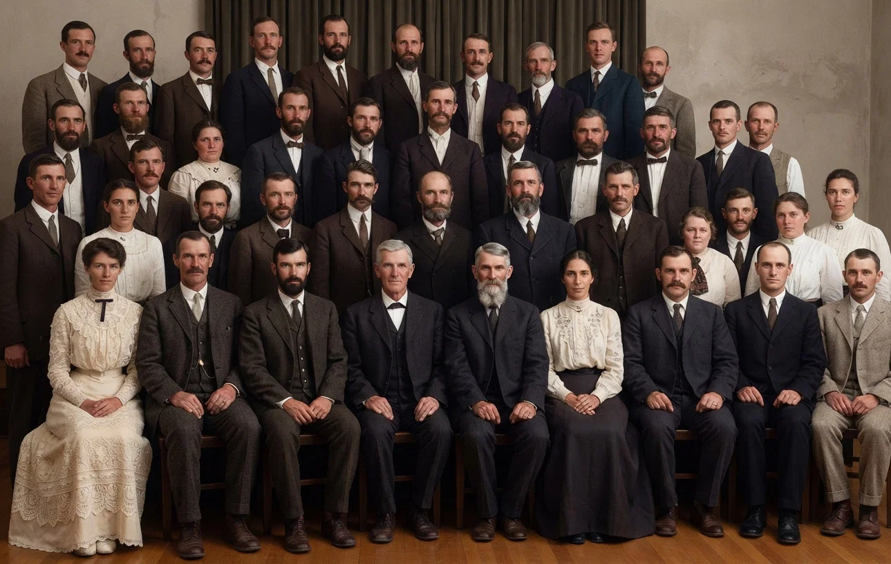 Workers in attendance at the South American Union Conference at Montevideo. From left to right, the names of those in the front row are as follows: Mrs. Inez Hoiland-Stevens, Dr. R. H. Habenicht, Elder E. L. Maxwell, Elder F. H. Westphal, Elder J. W. Westphal, Mrs. J. W. Westphal, Elder F. W. Spies, Elder F. L. Perry, H. H. Hall.