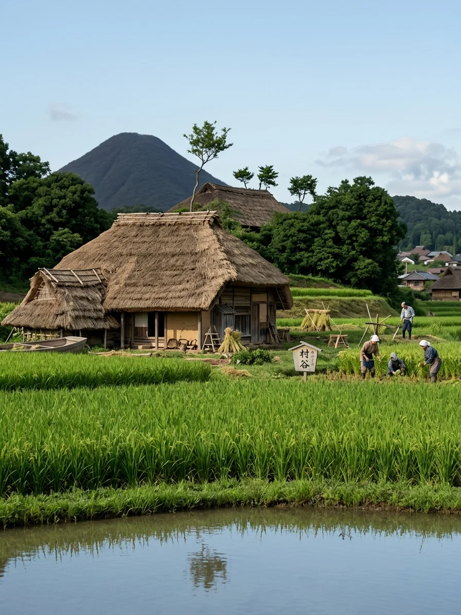A JAPANESE THATCHED COTTAGE
