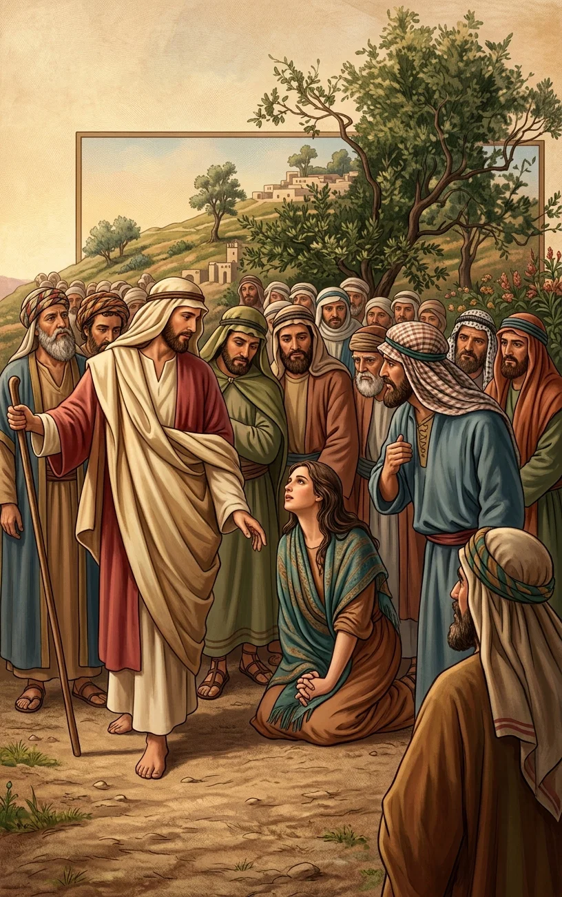“She came forward trembling, and cast herself at His feet.”