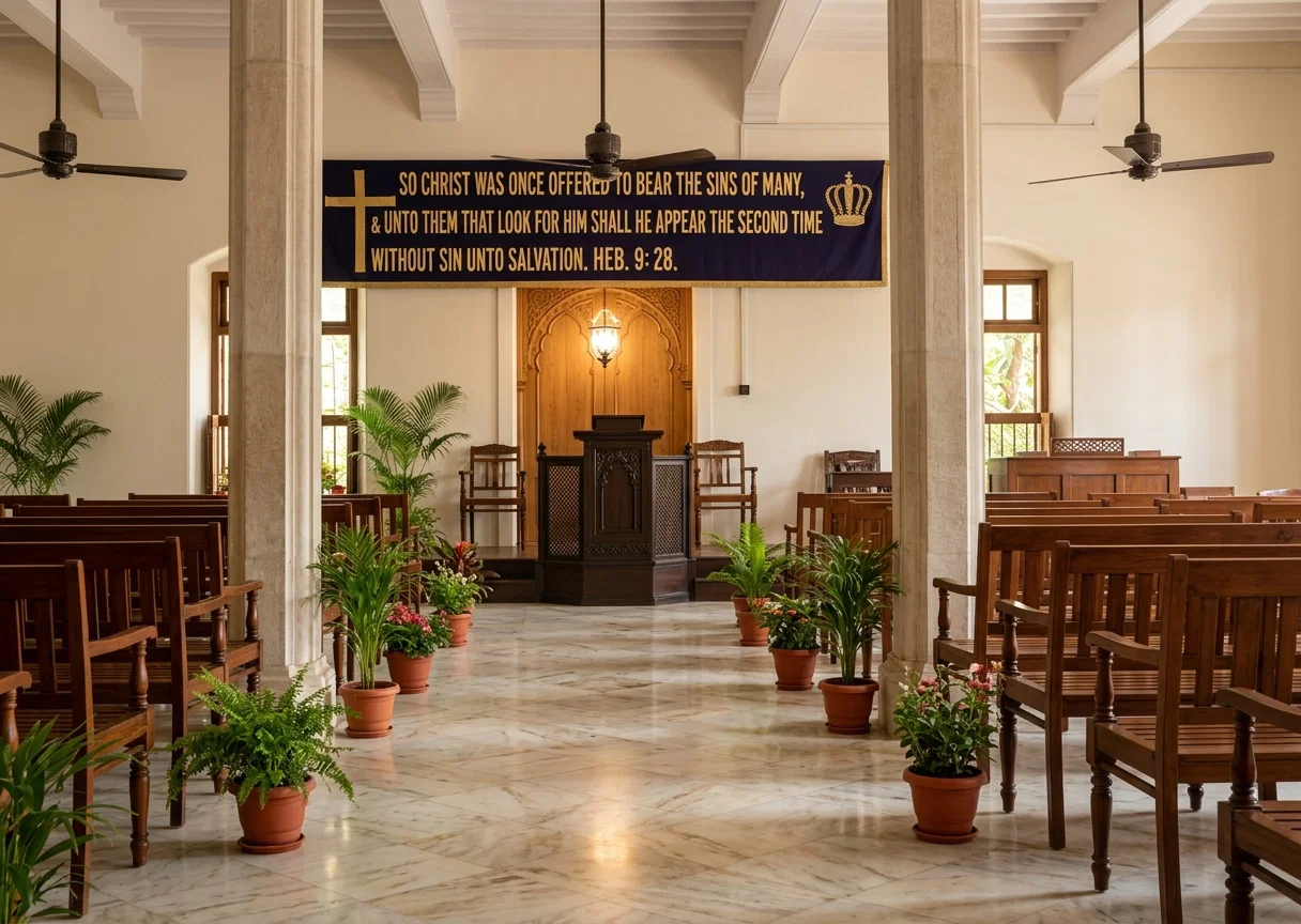 INTERIOR VIEW OF HALL, BOMBAY, INDIA