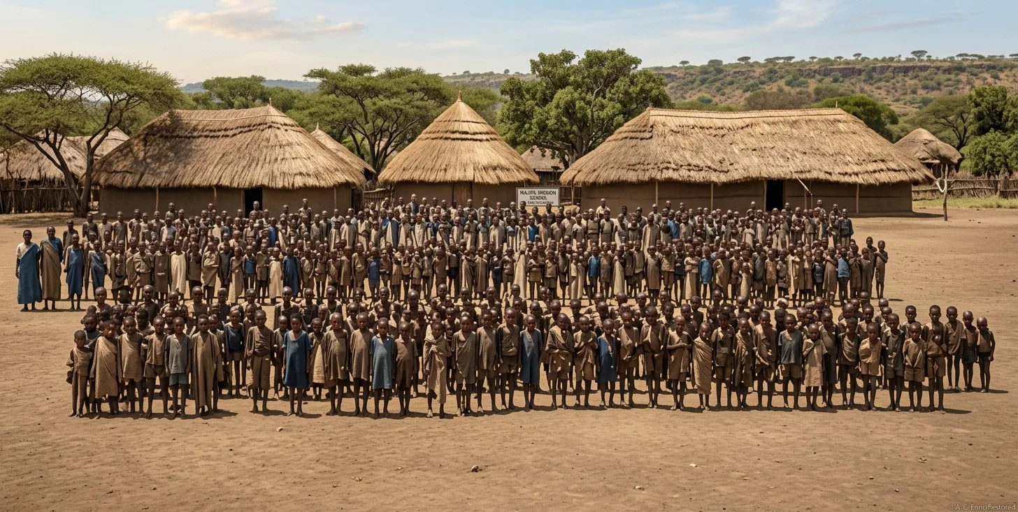 Photo by A. C. Enns
SIX HUNDRED CHILDREN WHO HAD TO BE REFUSED ADMITTANCE TO OUR MISSION
SCHOOL IN MAJITA, VICTORIA NYANZA