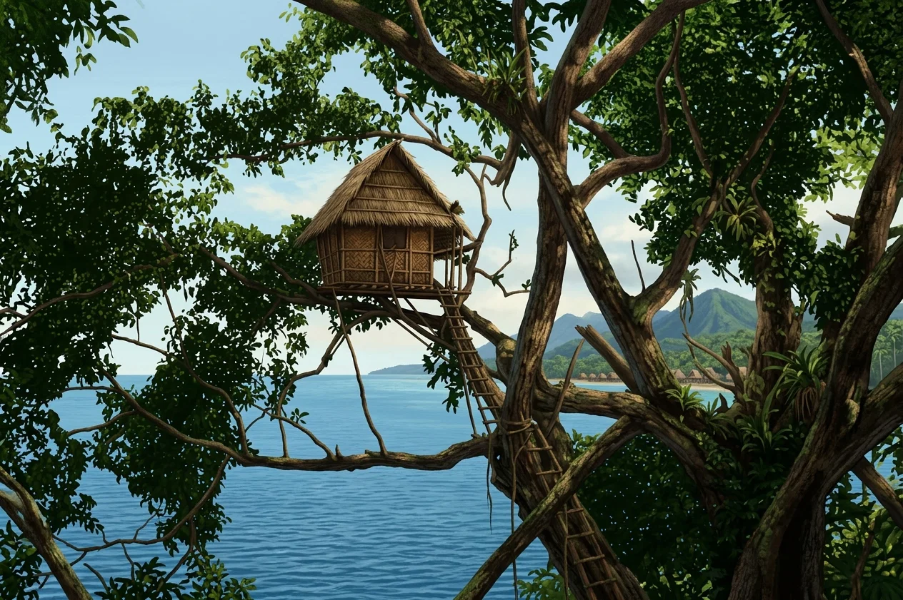 NATIVE TREE-HOUSE IN NEW GUINEA