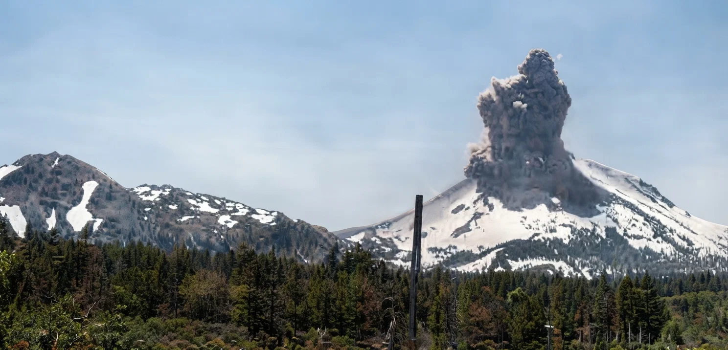 AMERICA’S VOLCANO, MOUNT LASSEN, CALIFORNIA, IN ERUPTION