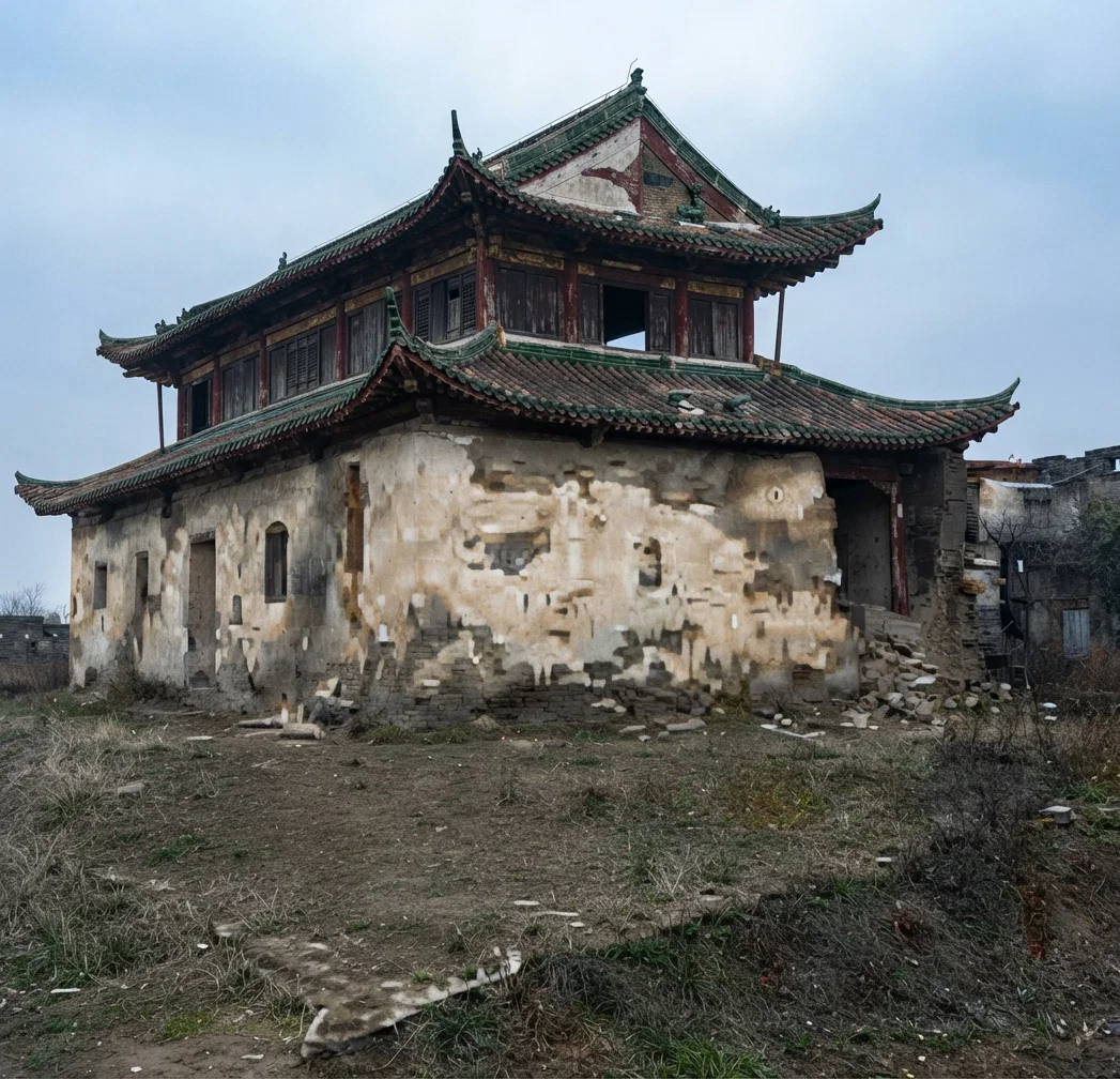 Tower on the top of Tai Ping gate, partially destroyed by rebel shells