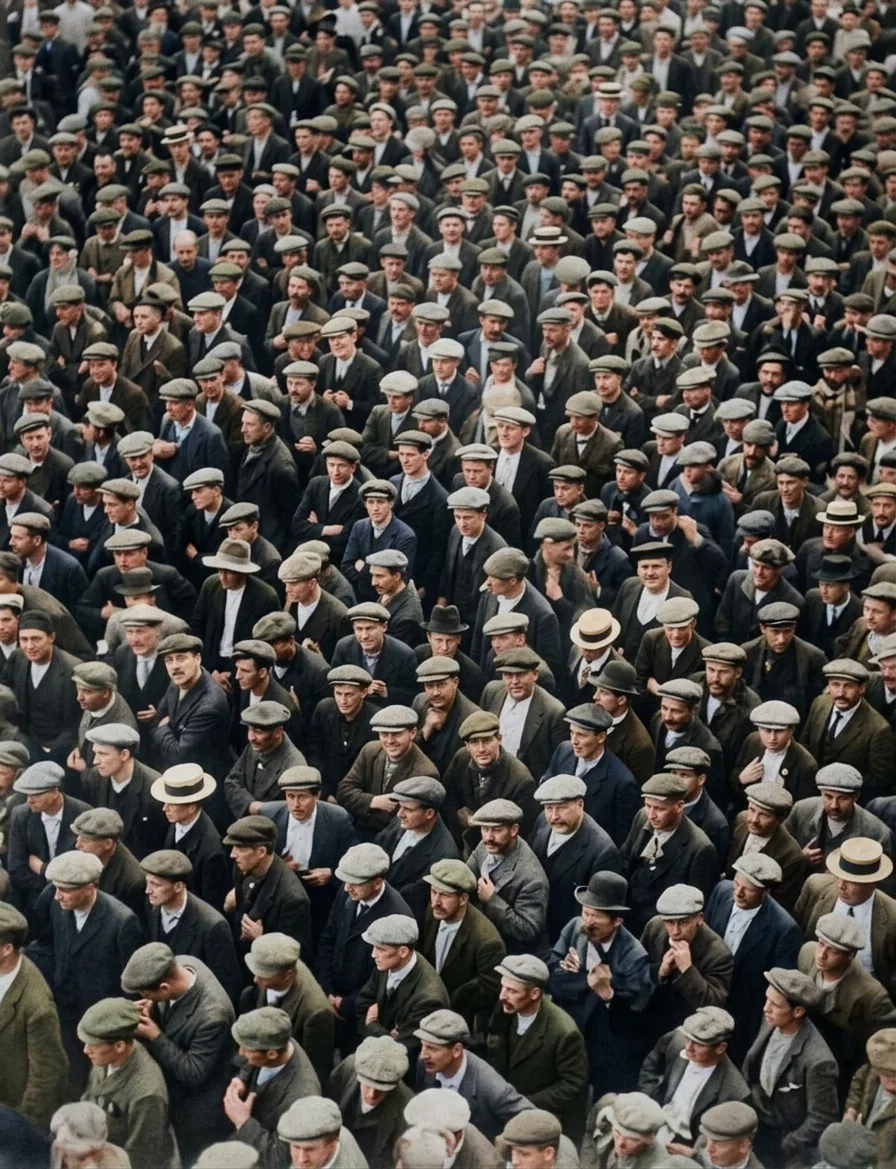 A section of mass-meeting at West India docks. Note the workmen's caps, called "the new caps of liberty." (From London "Graphic.")