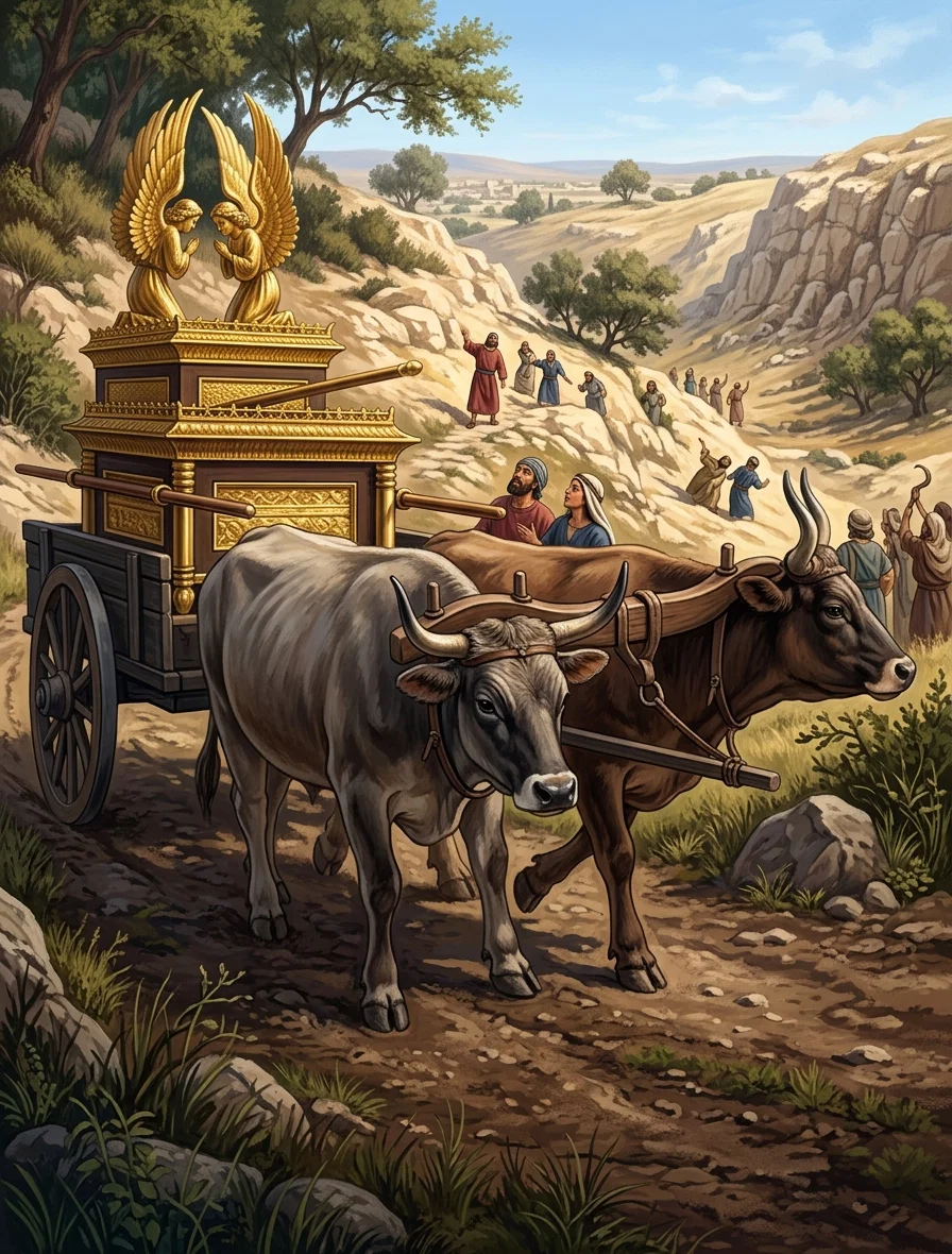 When the ark came back to Beth-shemesh unguided and drawn only by two cows, the people ran out and laid hold on it despite the word of God. Fifty thousand and more were slain.