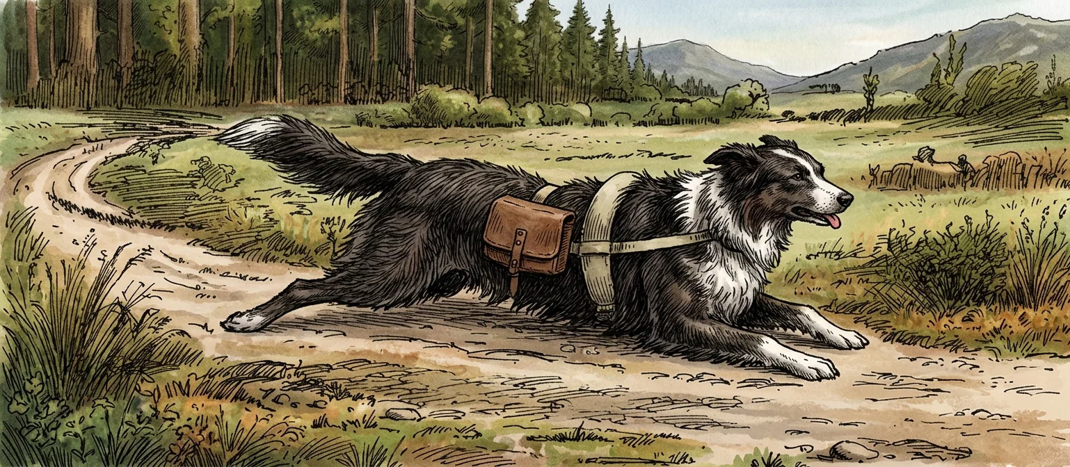 The German dog-soldier bringing up messages and ammunition.