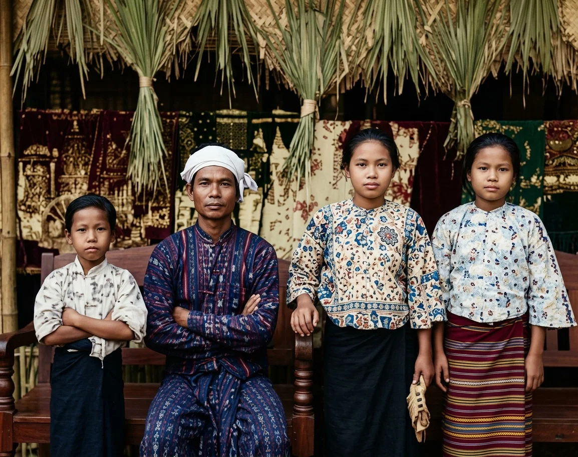Cha Nyut and his three children. He and his eldest daughter were baptized after their conversion at the Kamamaung meeting.