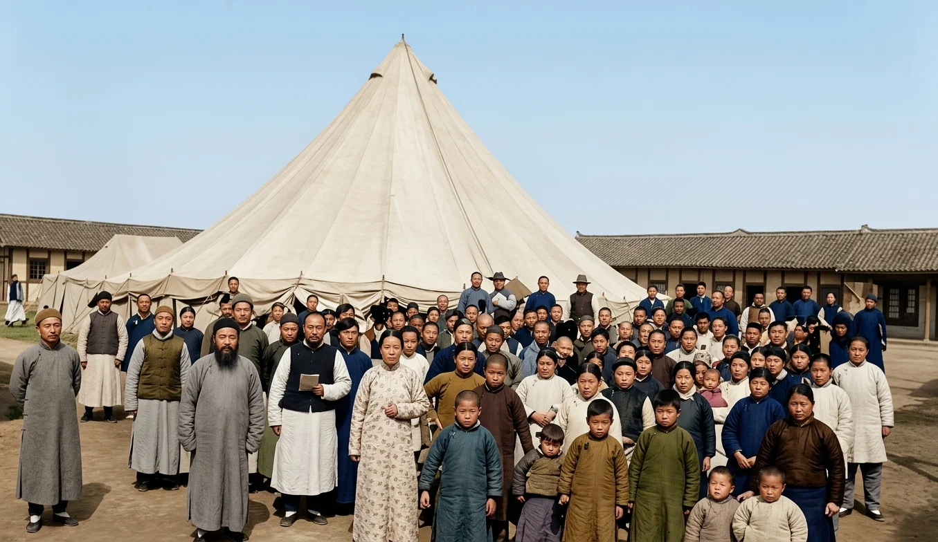 TENT PITCHED IN SCHOOL COMPOUND AT WANG GIA DUN, TO PROVIDE FOR BIBLE INSTITUTE