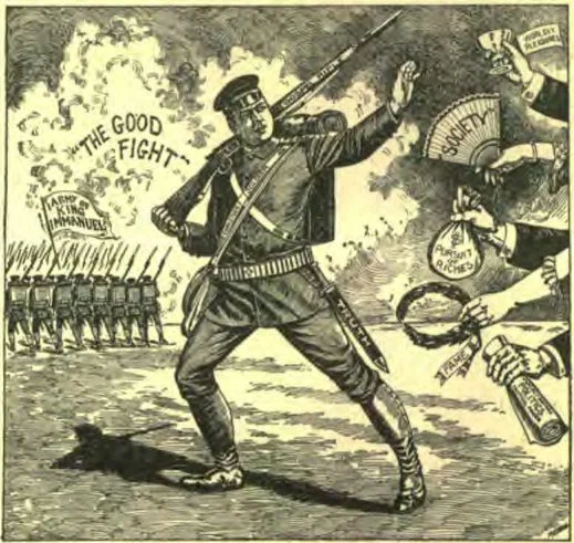 Reduced facsimile of Mr. Maybell's Cartoon "Consecrated Service."