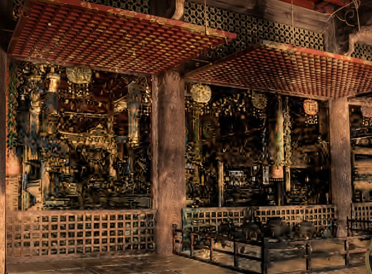 Interior of a Japanese Temple.