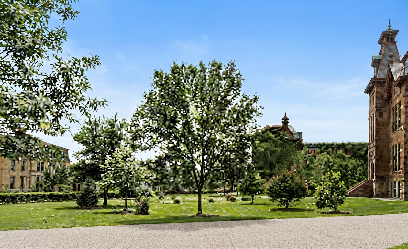 VIEW OF COLLEGE AND DORMITORIES