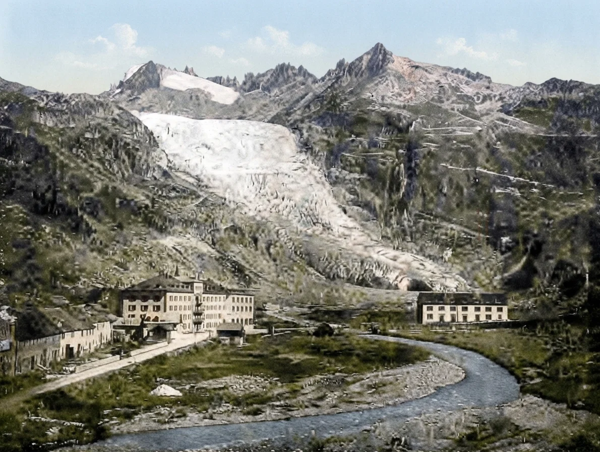 The Great Rhone Glacier in the Swiss Alps.