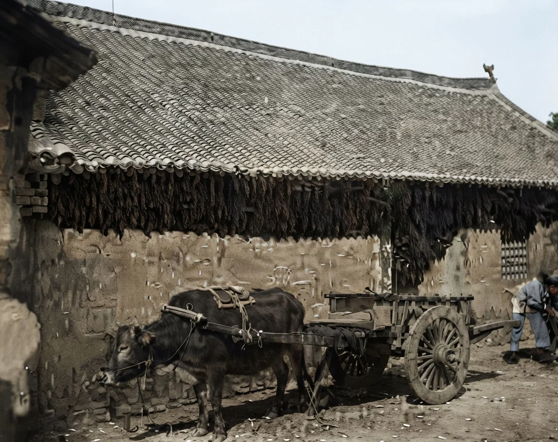 Farm Ox-Cart in Shang Tsai, China