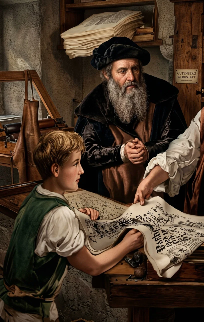 GUTENBERG AT WORK ON THE FIRST PRINTED BIBLE