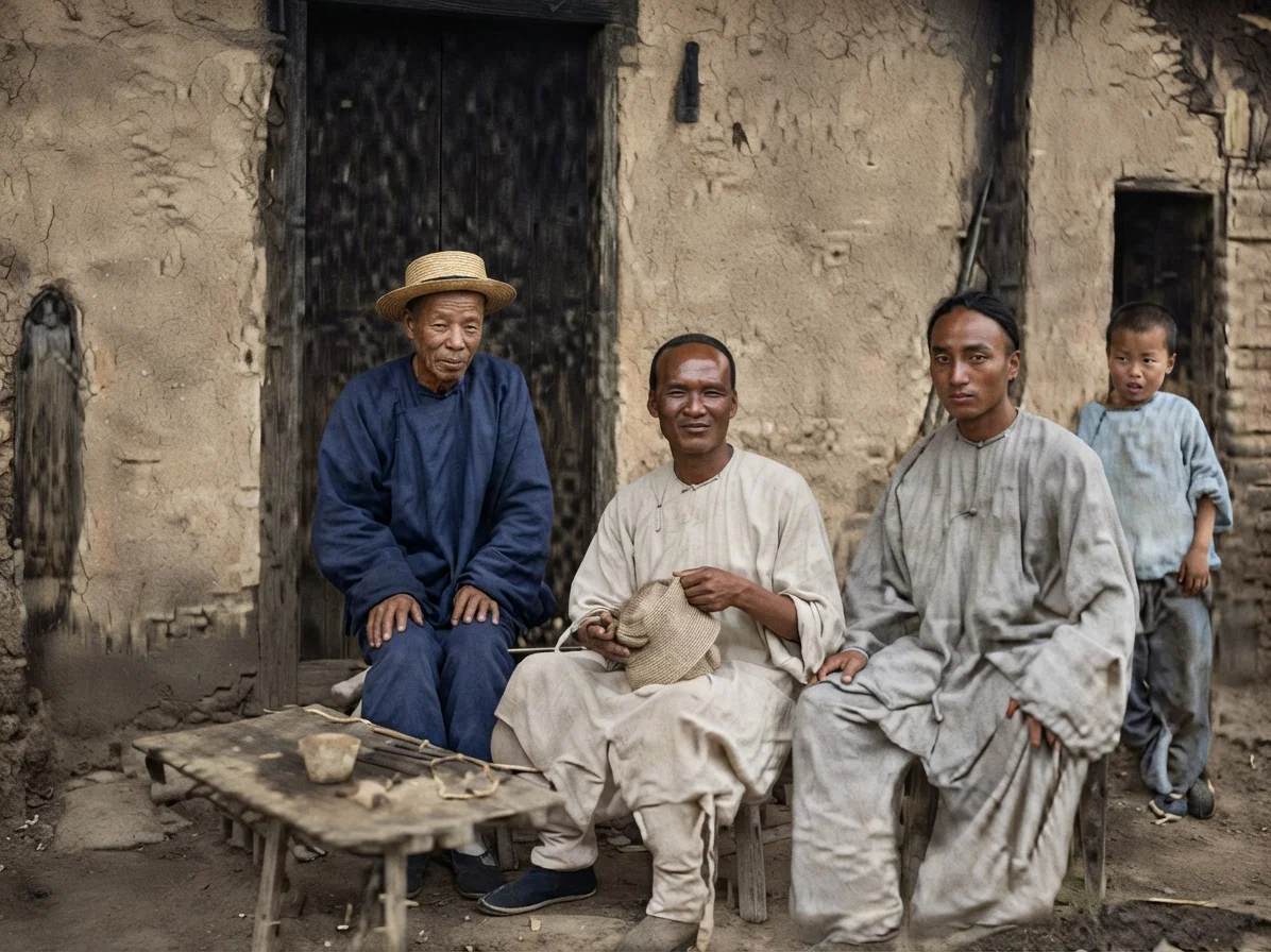 Typical Chinese. The Central Figure is a Hat-maker.