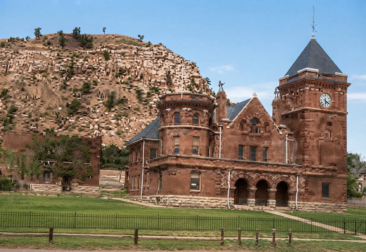 Court-house and Jail, Raton, N. M., where Mr. E. K. Cassell is incarcerated for "Sabbath desecration."