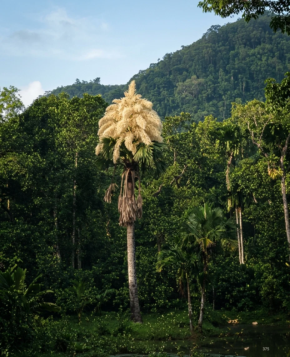 TALIPOT PALM IN FLOWER