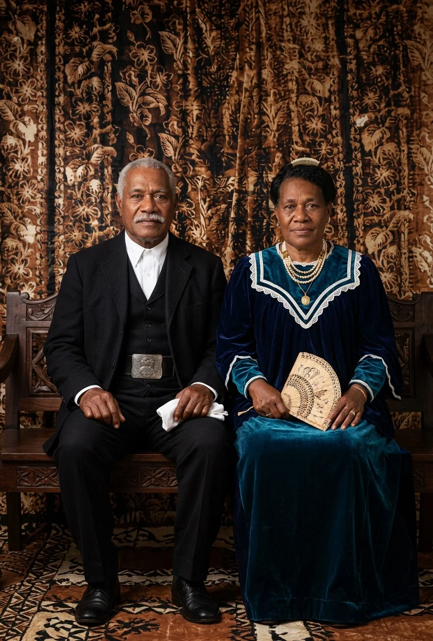 BROTHER AND SISTER AMBROSE, OF FIJI. HE WAS A CHIEF, AND A LEADER IN OUR CHURCH AT SUVA