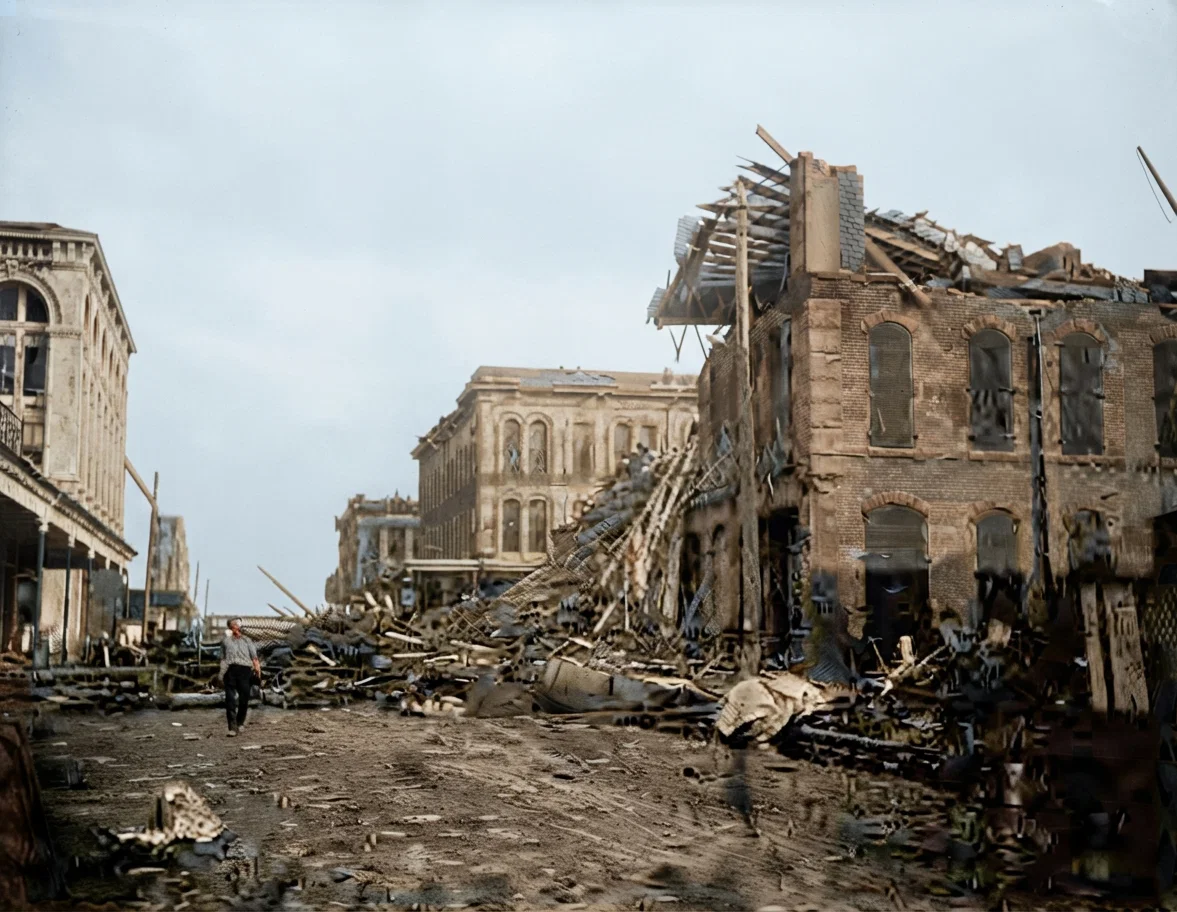 Scene on 24th Street, Galveston, Texas, after the Storm.