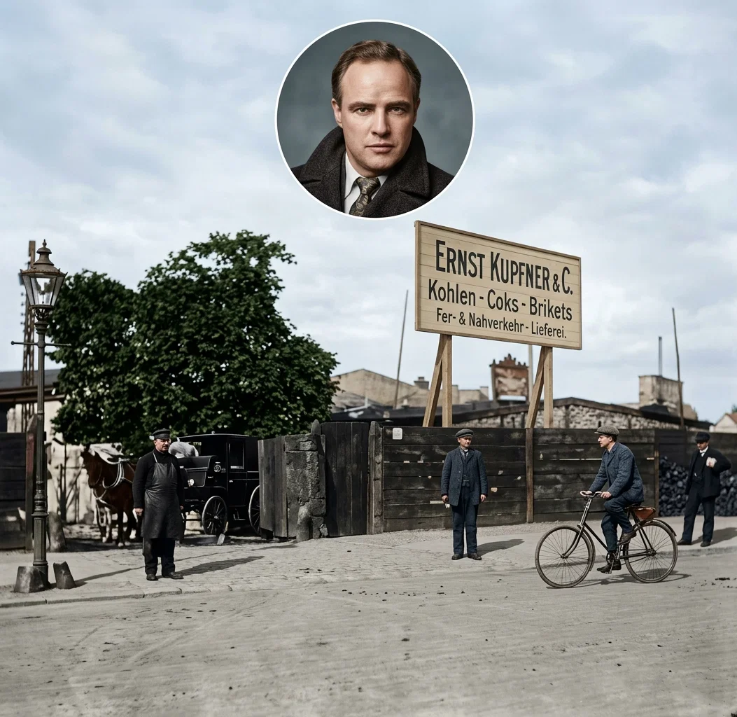 The coal yards of Kuppner & Co., where the Berlin riots originated. The portrait is that of Mr. Nile of the London “Daily Mail,” who with three other journalists was severely injured by the police.