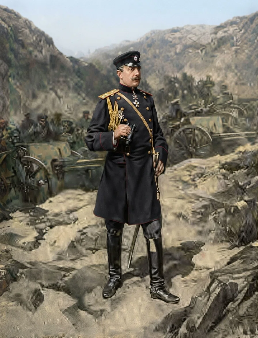 General Savoff, the commander-in-chief of the Bulgarian army, under the general direction of King Ferdinand. He has received a part of his training in the Russian Military School. He is fifty years of age. (From "Illustrated London News")