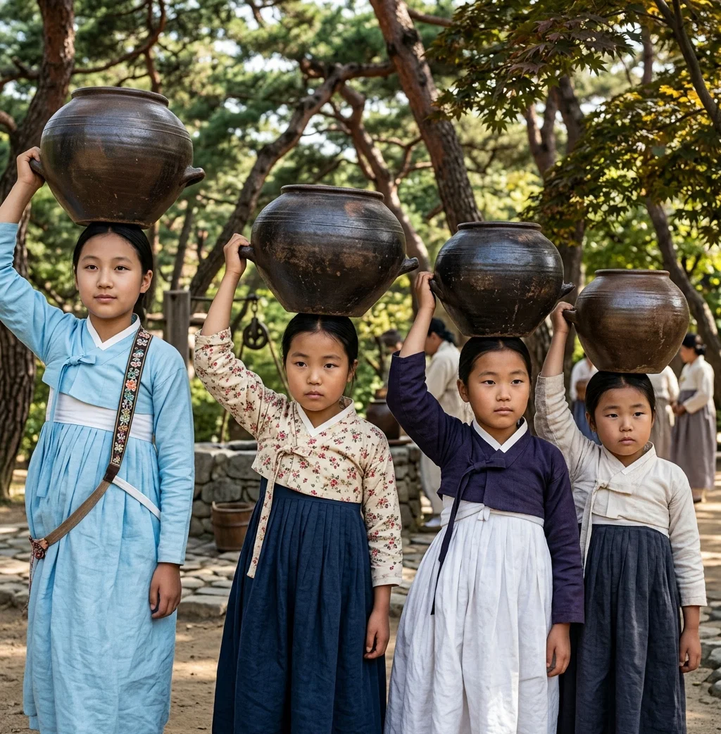 Korean girls with water-jars.
