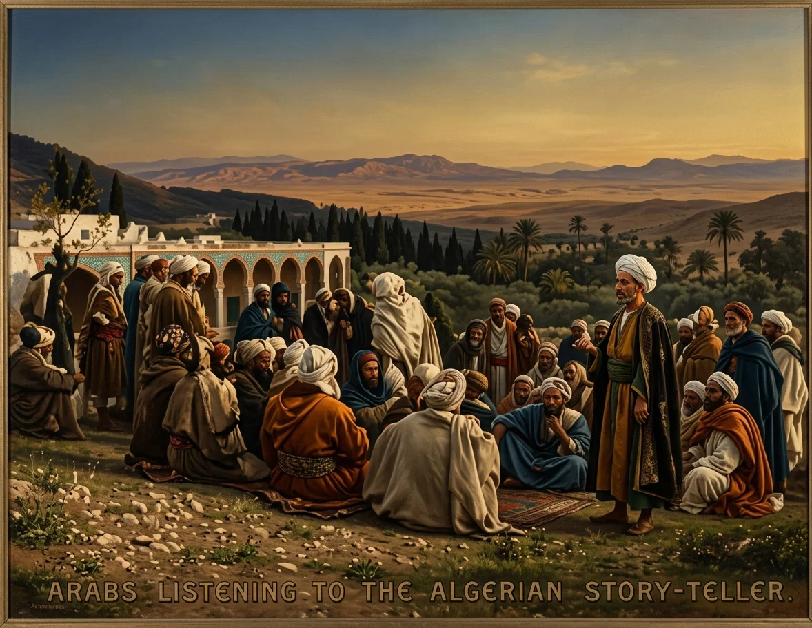 ARABS LISTENING TO THE ALGERIAN STORY-TELLER.