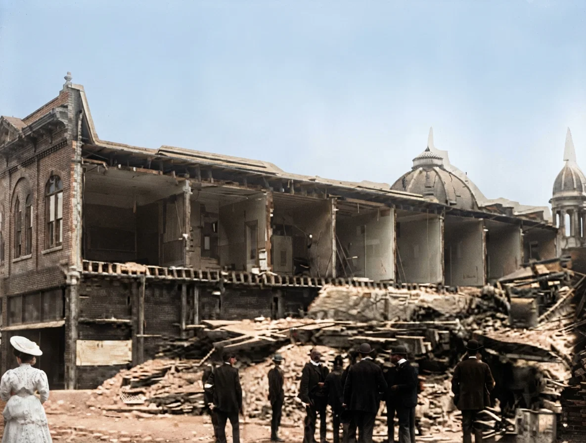 Hobson's Store—a complete wreck, under which three persons were buried. Two of these were rescued alive.