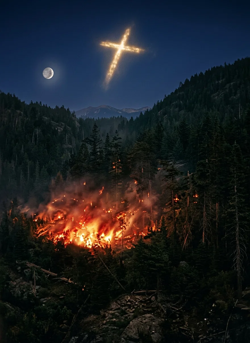 A Forest Fire by Moonlight
