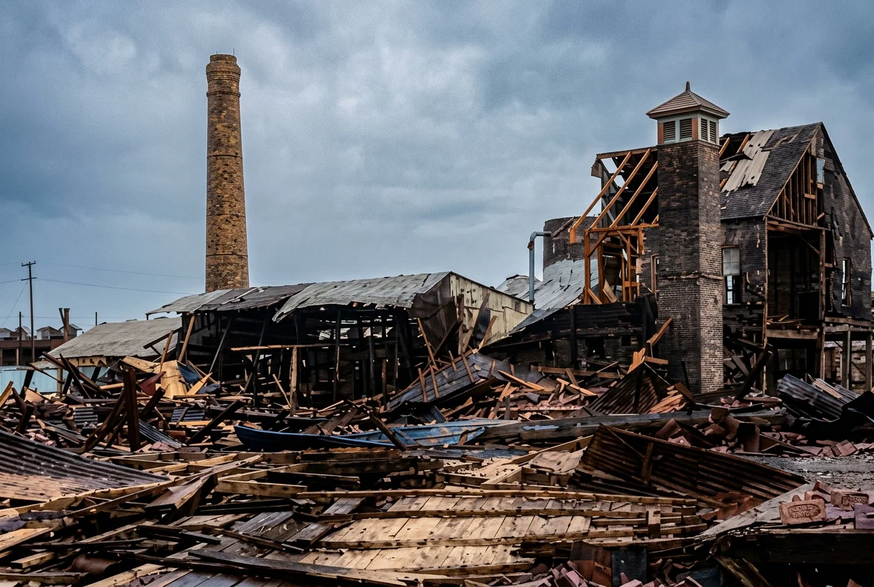 THE BUTLER BRICKYARDS, HOUSTON, TEXAS, FOLLOWING A HURRICANE WHICH PASSED THROUGH THAT CITY AUGUST 16.