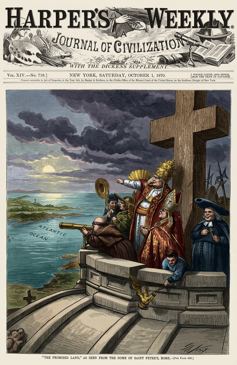 The Holy Father in his outlook from the watch-tower of the Vatican sees about him the lowering clouds of direful disaster, but away in the West there is the gleam of hope.—The Missionary (Roman Catholic), January, 1912.