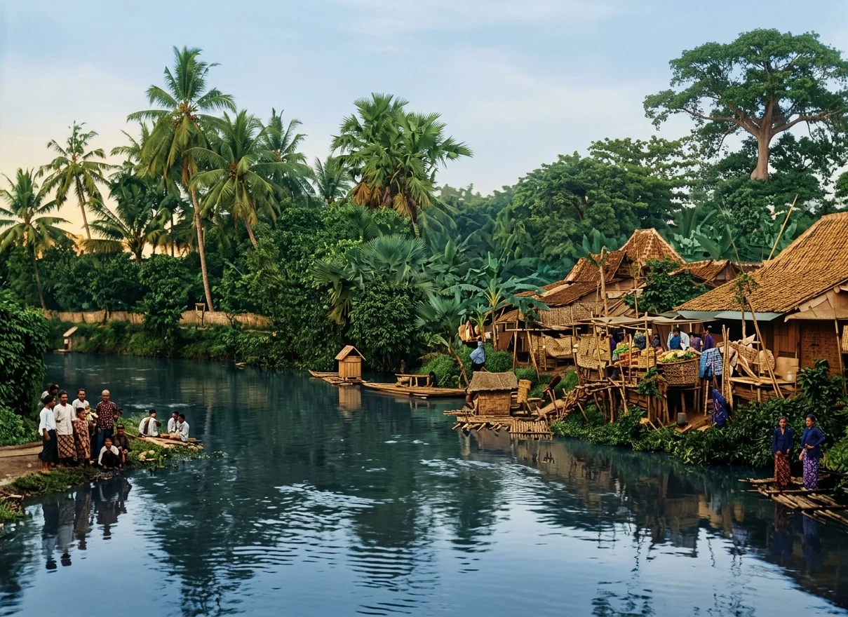 RIVER SCENE, BATAVIA, JAVA
