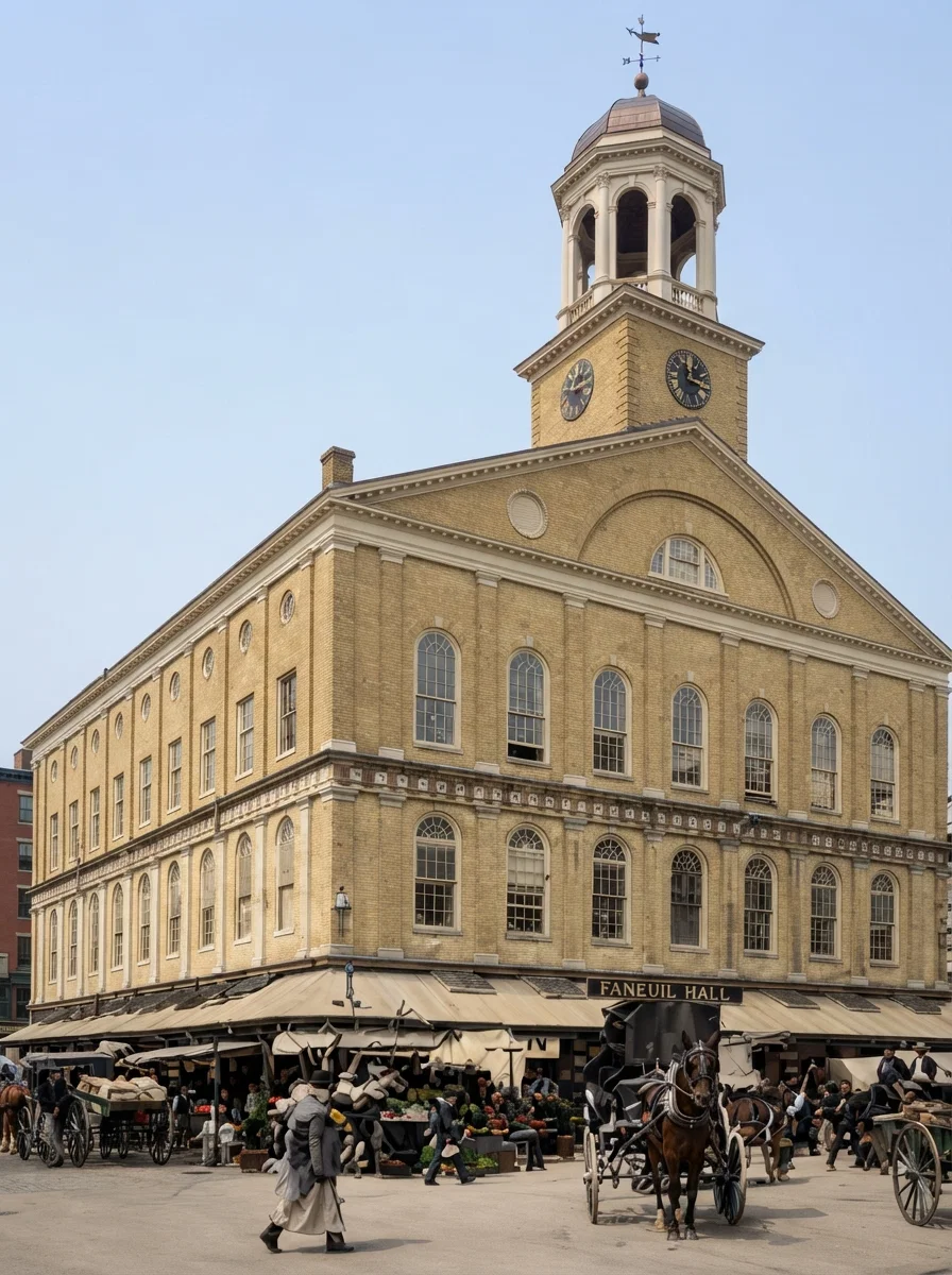 Faneuil Hall, where public meetings and discussions of great moment were held previous to and during the Revolution; called “the Cradle of Liberty.”