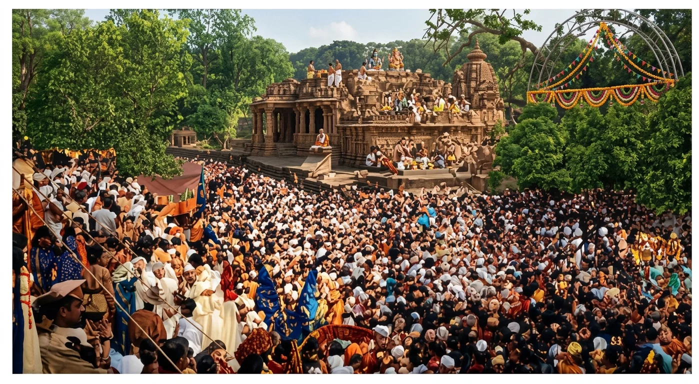 A CROWD OF WORSHIPPERS AT A HINDU FESTIVAL, DEHRA DUN, NORTH INDIA
