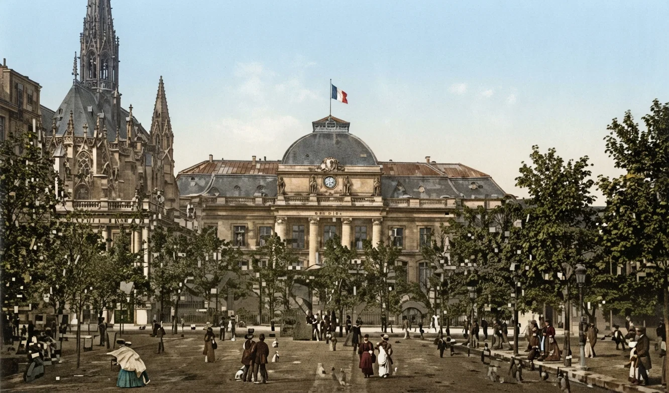 Hall of Justice and Church of St. Chapelle, Paris.