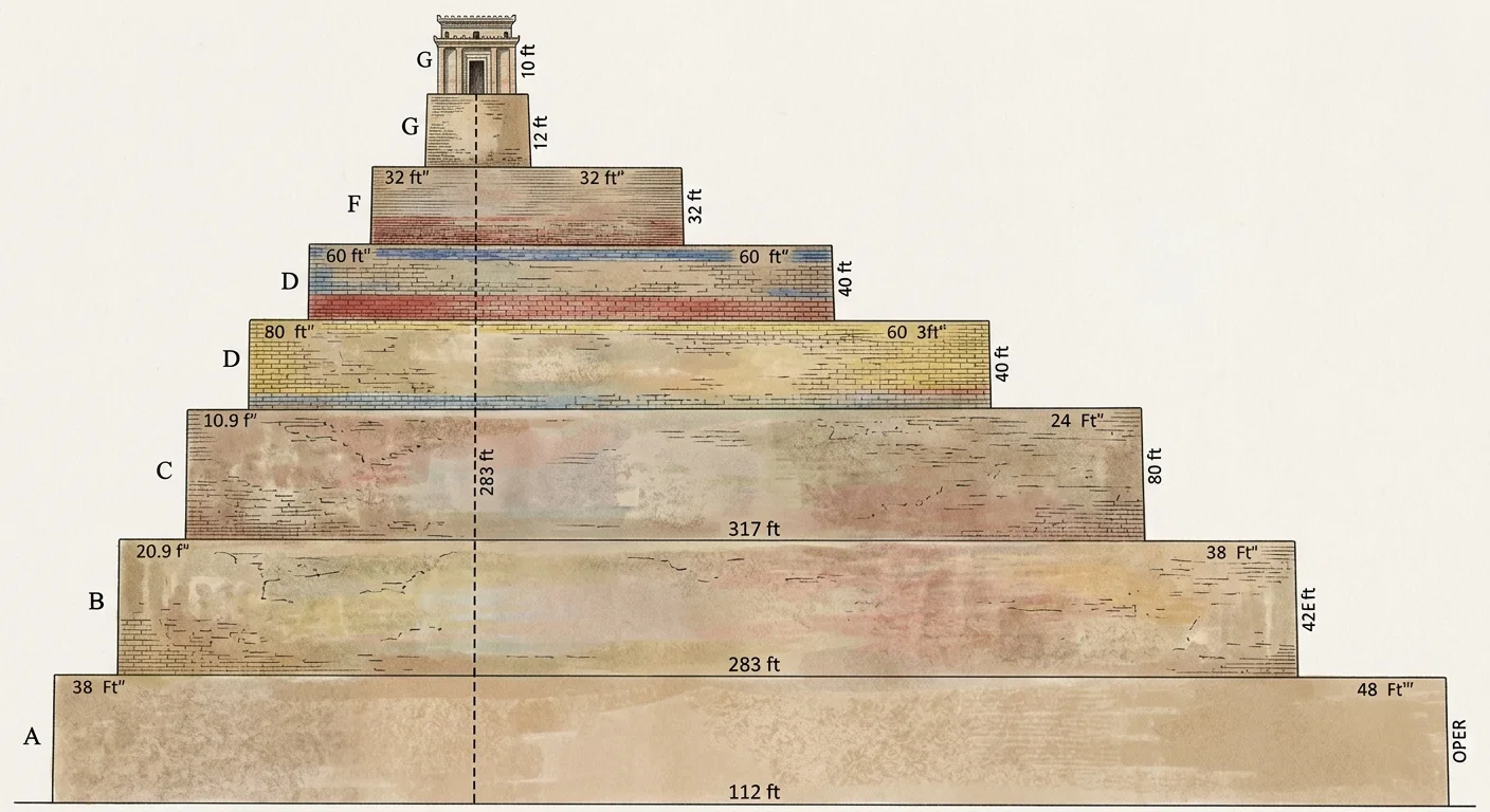 Plan of the Babylonian temple at Borsippa (Birs Nimrud) thought to be the Tower of Babel